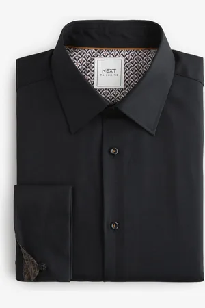 Next Regular Fit Trimmed Easy Care Long Sleeve Double Cuff Shirt AU 41 Regular
