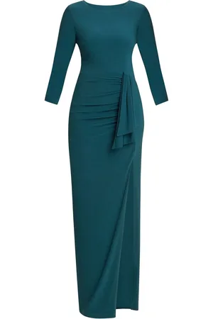 Gina Bacconi Misty Long Sleeve Ruched Maxi Dress AU 20