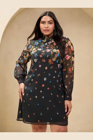 Lipsy London Curve Long Sleeved Printed Shift Dress AU 16