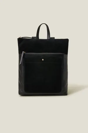 Accessorize Black Suede Leather Backpack One