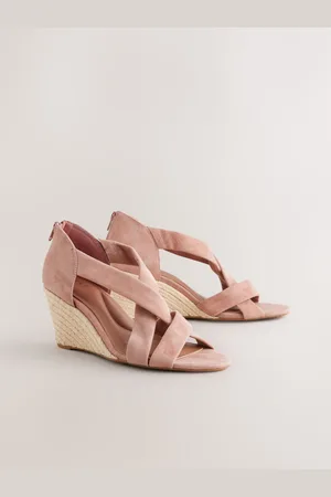 Next Pink Forever Comfort Premium Leather With Motionflex Soft Twist Espadrille Wedges AU 10 (EU 42)