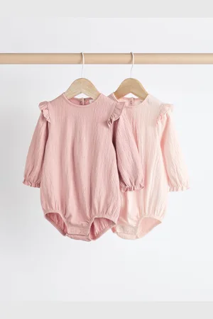 Next Pink/Cream Baby Long Sleeve Crinkle Bodysuits 2 Pack 3