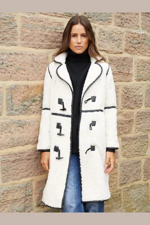 Threadbare Natural Longline Borg Toggle Coat With PU Trim 8