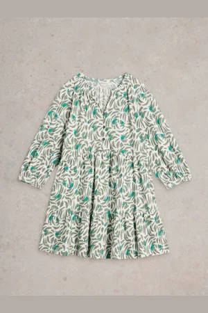 White Stuff Green Marlie Button 100% Cotton Tunic AU 6