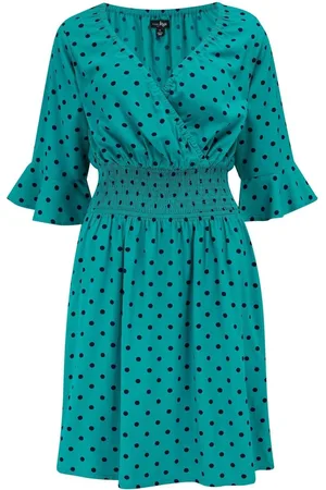 Pour Moi Carmen Short Sleeve Elasticated Neckline Short Dress AU 12