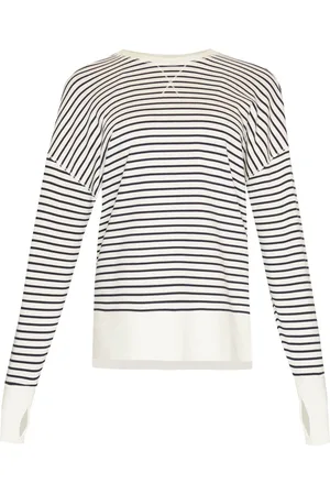 Sweaty Betty Lily White Stripe After Class Longline Sweatshirt XXS