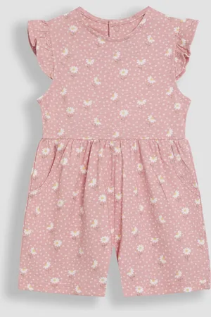 JoJo Maman Bébé Pink Daisy Floral Ruffle Shoulder 100% Cotton Playsuit 1.5