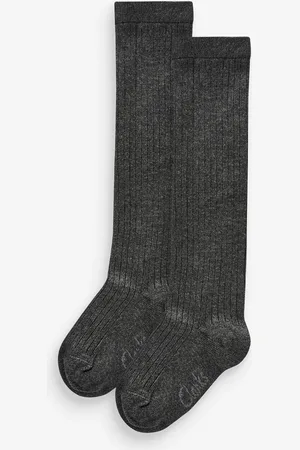 Clarks Grey Boys Knee High Socks 2 Pack 9-12 Jnr
