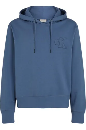 Calvin Klein Blue 100% Cotton Applique Hoodie L
