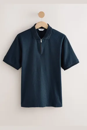 Next Regular Fit Smart Quarter Zip Polo Shirt L