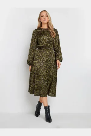 Long Tall Sally Leopard Print Long Sleeve Midi Dress AU 10 Tall