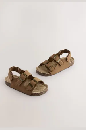 Next Tan Brown Wide Fit (G) Double Buckle Cushioned Footbed Sandals AU 5 (EU 38)