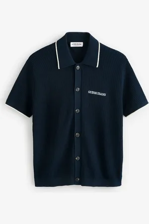 Guess Embroidered Logo Short Sleeve Knit 100% Cotton Polo Shirt XL