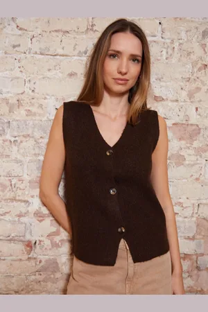 Threadbare Chocolate Brown Knitted Waistcoat AU 16