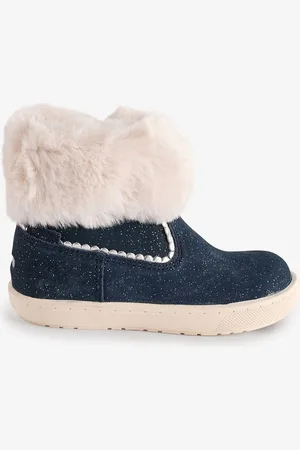 Toezone Girls Faith Suede Leather Faux Fur Zip Boots AU 8 (EU 26)