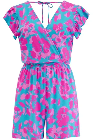 Pour Moi Blue Frill Stretch Jersey Beach Playsuit AU 8