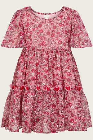 Monsoon 3D Hearts Floral Short Sleeve Dress 8 Years (128 cm)