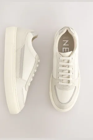 Next White Forever Comfort Leather Chunky Panel Detail Lace Up Trainers AU 10 (EU 42)