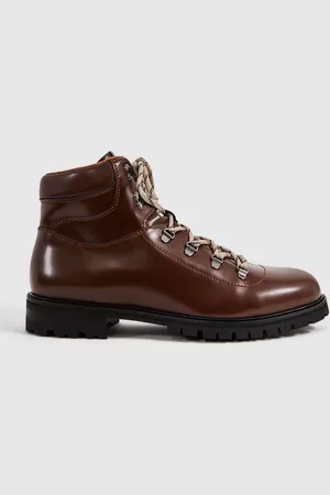 Reiss Dark Tan Ashdown Leather Hiking Boots AU 7 (EU 41)