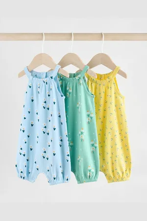 Next Multi Colour Floral Baby Strappy Rompers 3 Pack 6