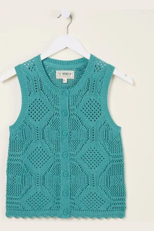 Fat Face FatFace Jodie Jade Green Knitted Vest AU 12