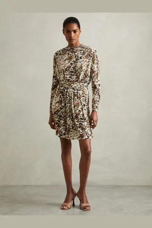 Reiss Jala Wool-Blend Floral-Print Jersey Dress XS