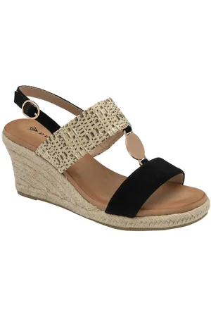 Dunlop Black Double Strap Wedge Sandals eu41uk7