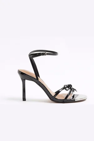 River Island Black Bow Heeled Sandals AU 7 (EU 38)