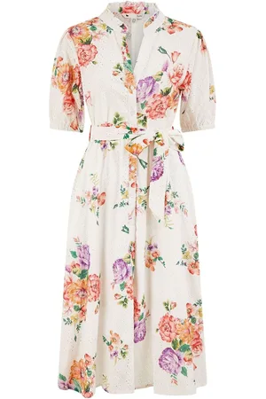 Yumi Floral 100% Cotton Broderie Anglaise Skater Dress AU 16