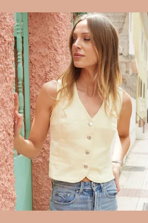 Threadbare Yellow Tailored Denim Waistcoat AU 14
