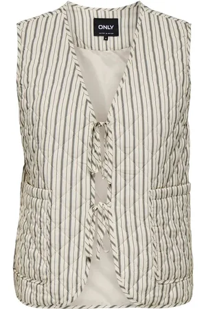 ONLY Grey Stripe Quilted Waistcoat AU 12-14