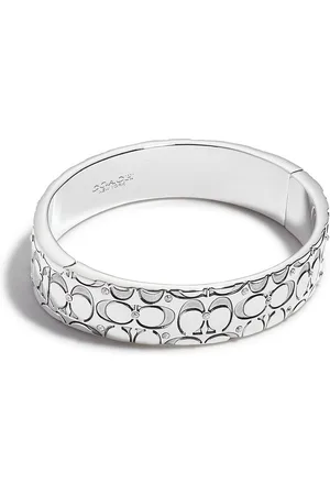 Coach Silver Quilted C Hinged Bangle Bracelet One
