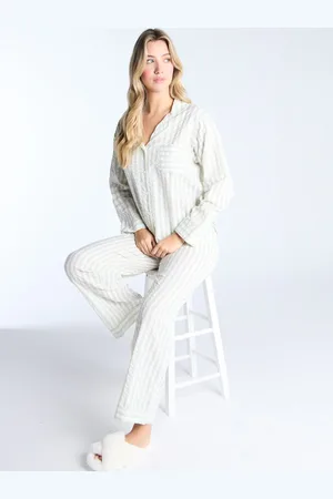 Boux Avenue Pink Seersucker Stripe Long 100% Cotton Pyjamas Set AU 10