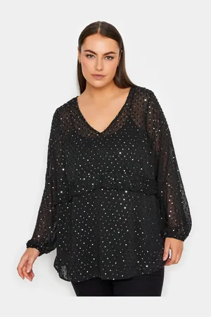Evans Sparkle Dobby Black Blouse AU 24