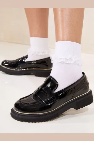 Lipsy London Standard Fit (F) Patent Faux Leather Chunky Rand Loafer School Shoes AU 1 (EU 33)