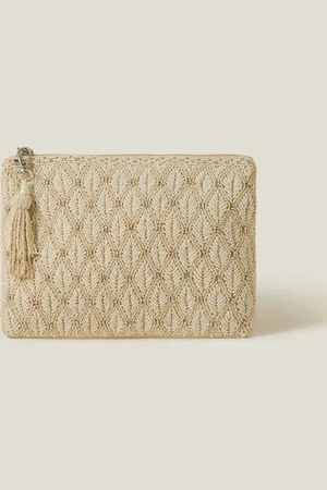 Accessorize Natural Bridal Embellished Zip Clutch Bag One