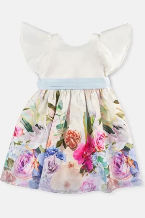 Angel & Rocket Border Print Sylvie Ruffle Shoulder Bow Dress 4 Years (104cm)