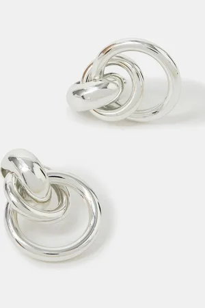 Accessorize Silver Tone Plated Round Link Hoop Earrings One