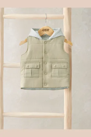 Mamas & Papas Hooded Brown Gilet 2