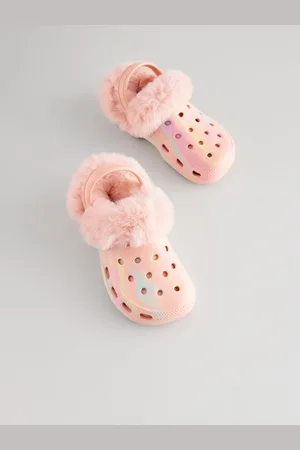 Next Marble Pink Faux Fur Lined Clog Slippers AU 1 (EU 33)
