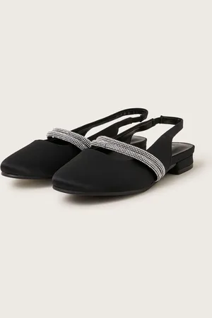 Monsoon Diamante Strap Satin Slingback Flats AU 7 (EU 24)