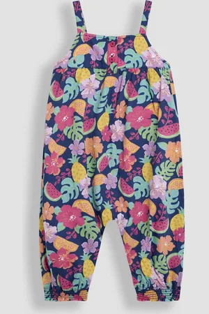 JoJo Maman Bébé Blue Fruit Floral Button Front Jumpsuit 6