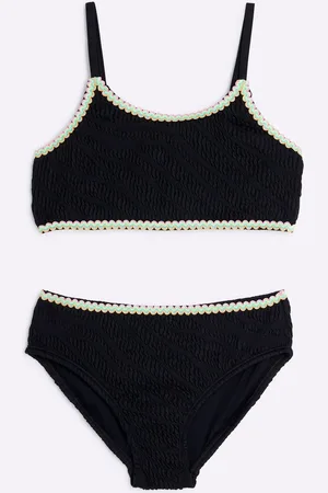 River Island Black Girls Zebra Textured Bikini 11