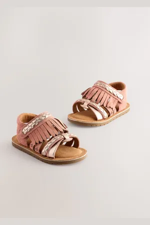 Next Tan Brown Suede Fringe Sandals AU 10 (EU 28)