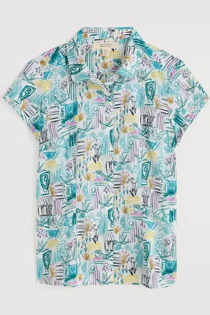 Seasalt Cornwall Rushmaker Short Sleeve 100% Cotton Shirt AU 14
