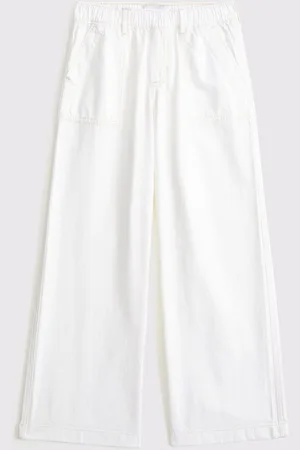 Abercrombie & Fitch Blue High Rise Pull On Wide Leg 100% Cotton Trousers 7