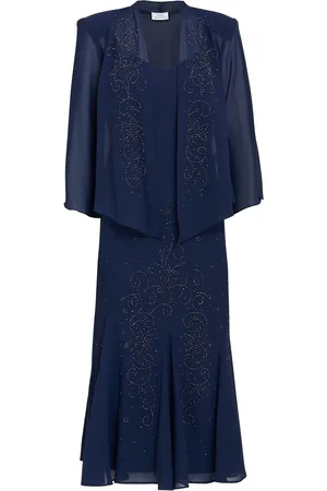 Gina Bacconi Lorna Beaded Chiffon Dress And Jacket Set AU 16