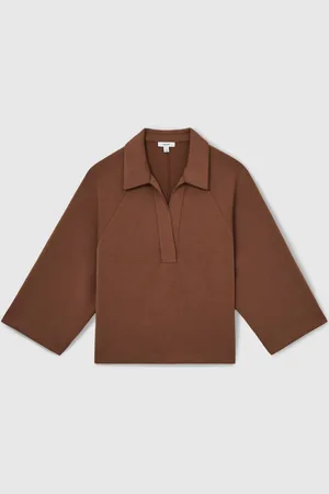 Reiss Toffee Brown Jodie Modal-Blend Jersey Sweatshirt S