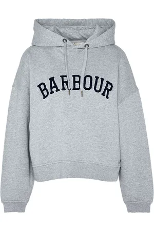 Barbour Grey Mayfield Varsity Logo Hoodie AU 14