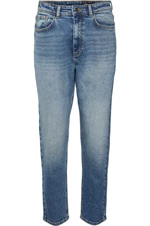 Noisy May Blue High Waisted Straight Leg Jeans 30W x 31R (UK 30 R)